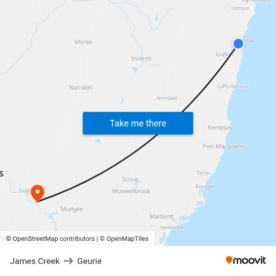 James Creek to Geurie map