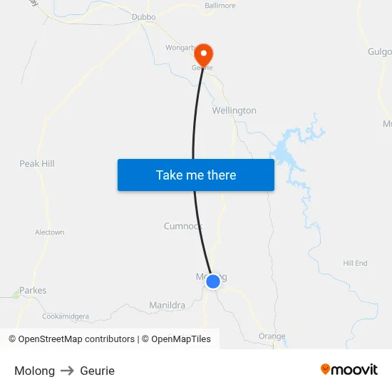 Molong to Geurie map