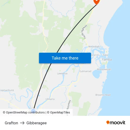 Grafton to Gibberagee map
