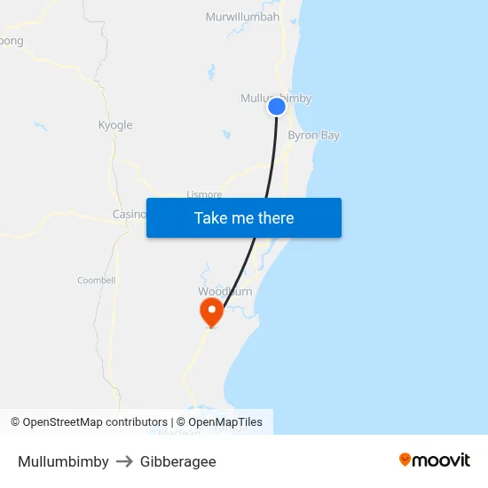 Mullumbimby to Gibberagee map