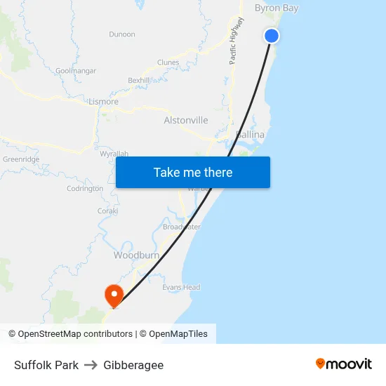 Suffolk Park to Gibberagee map
