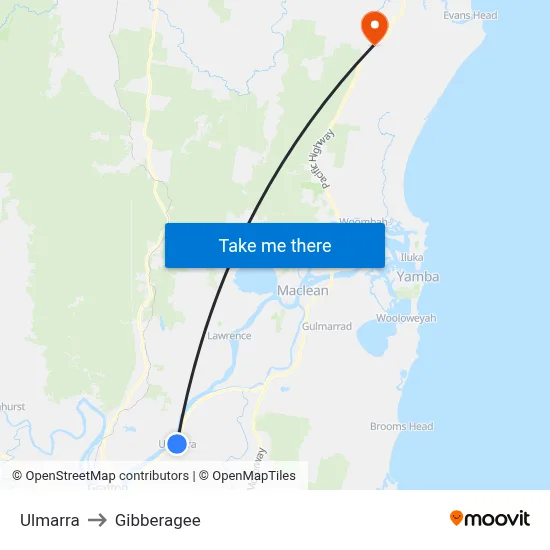 Ulmarra to Gibberagee map