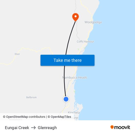 Eungai Creek to Glenreagh map