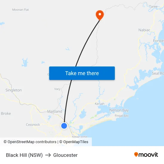 Black Hill (NSW) to Gloucester map