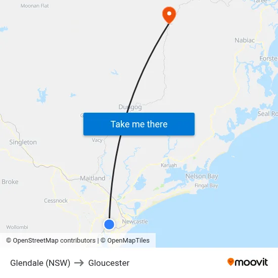 Glendale (NSW) to Gloucester map
