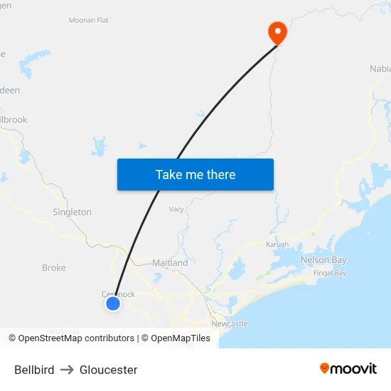 Bellbird to Gloucester map
