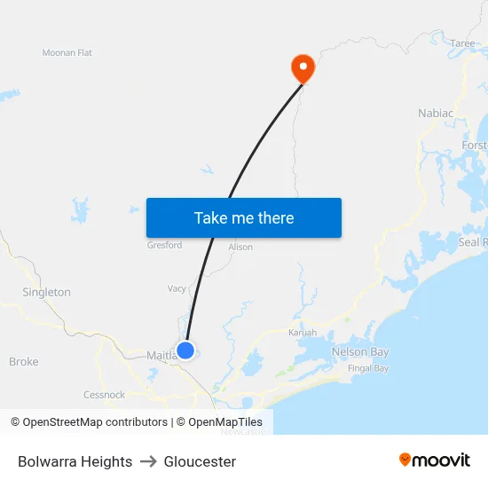 Bolwarra Heights to Gloucester map