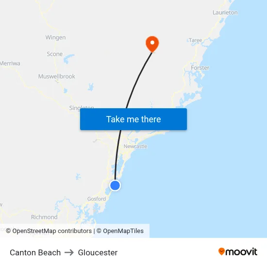 Canton Beach to Gloucester map