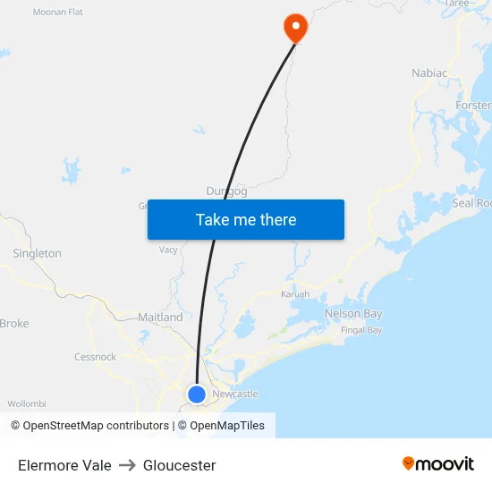 Elermore Vale to Gloucester map
