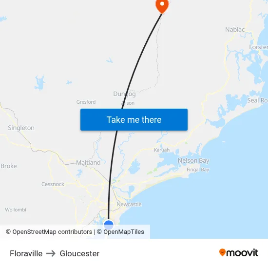 Floraville to Gloucester map