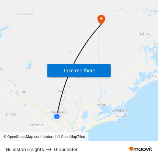 Gillieston Heights to Gloucester map