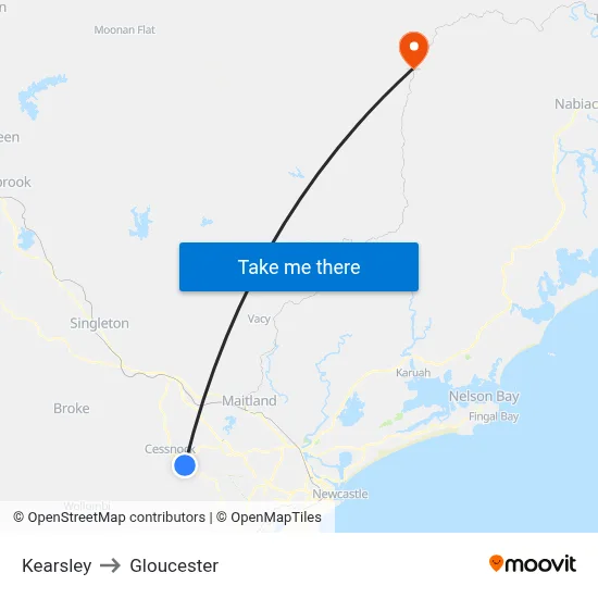Kearsley to Gloucester map