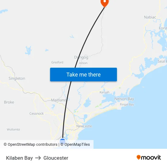 Kilaben Bay to Gloucester map