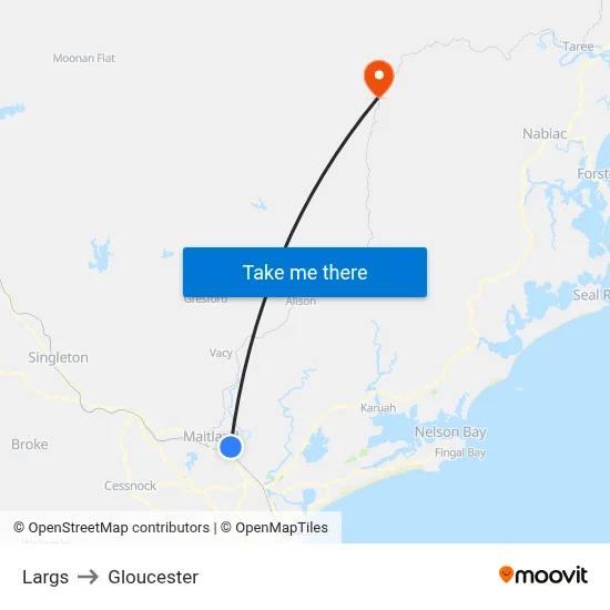 Largs to Gloucester map
