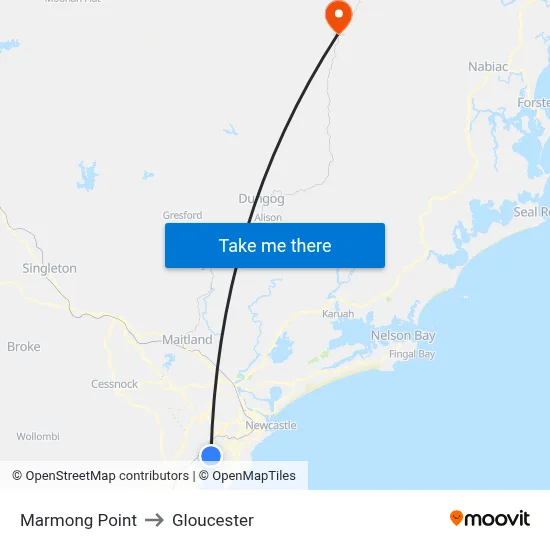 Marmong Point to Gloucester map