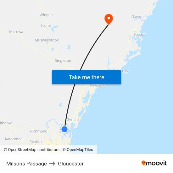 Milsons Passage to Gloucester map