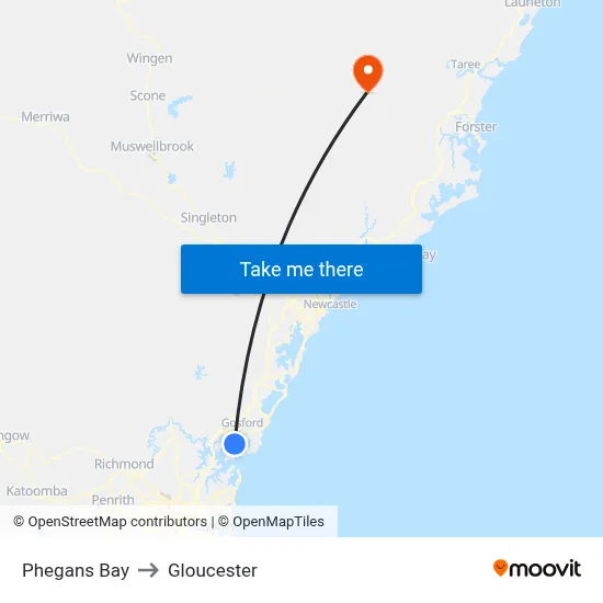 Phegans Bay to Gloucester map