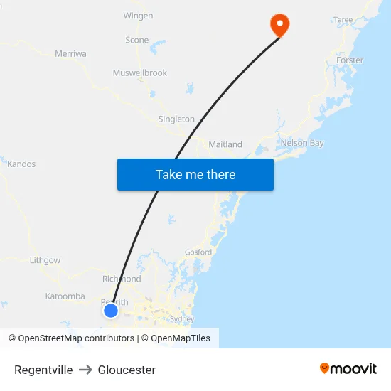Regentville to Gloucester map