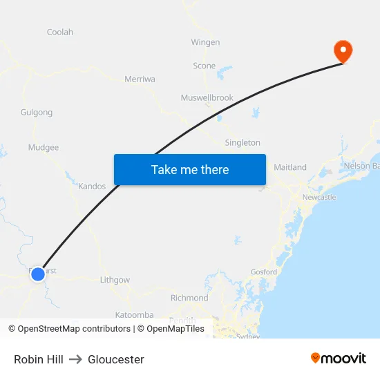 Robin Hill to Gloucester map