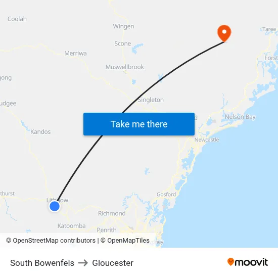 South Bowenfels to Gloucester map
