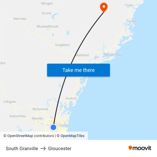 South Granville to Gloucester map