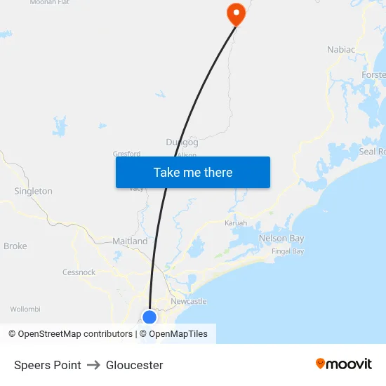 Speers Point to Gloucester map