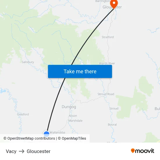 Vacy to Gloucester map