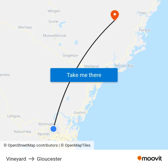 Vineyard to Gloucester map