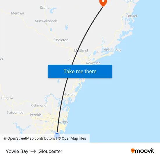 Yowie Bay to Gloucester map