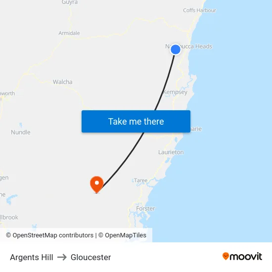 Argents Hill to Gloucester map