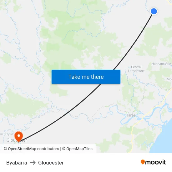 Byabarra to Gloucester map