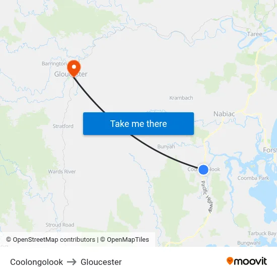 Coolongolook to Gloucester map