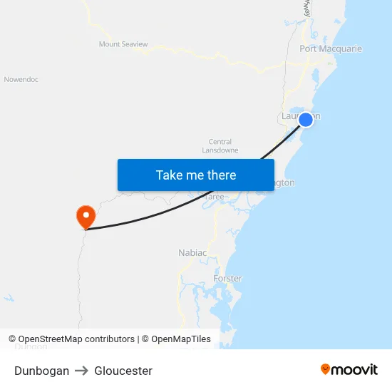 Dunbogan to Gloucester map