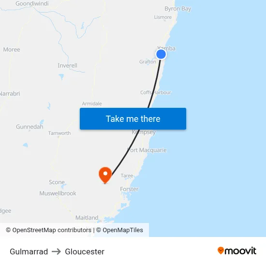 Gulmarrad to Gloucester map
