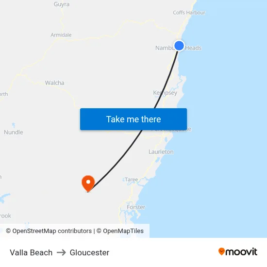 Valla Beach to Gloucester map