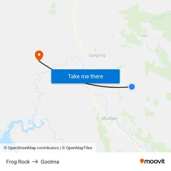 Frog Rock to Goolma map
