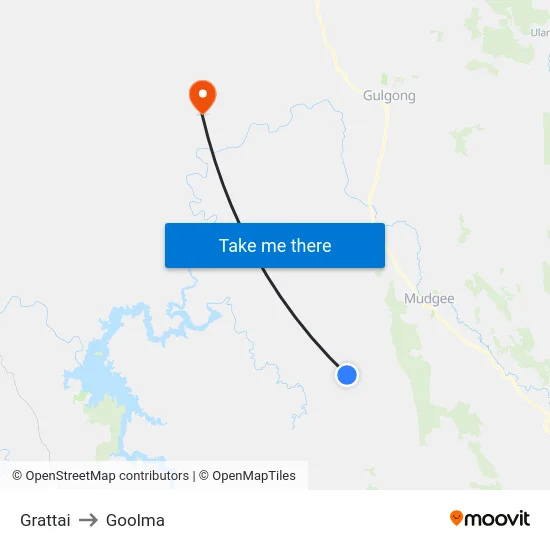 Grattai to Goolma map