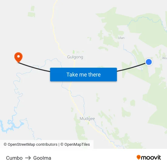 Cumbo to Goolma map
