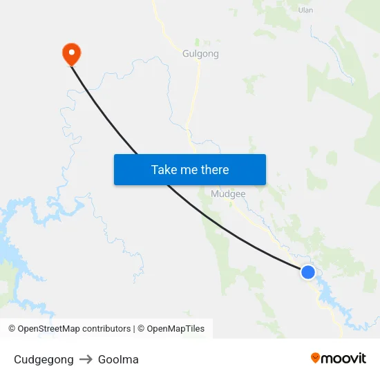 Cudgegong to Goolma map