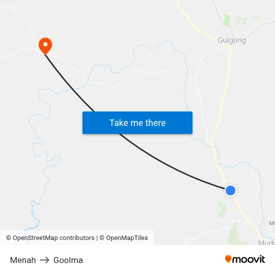 Menah to Goolma map