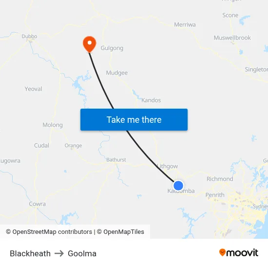 Blackheath to Goolma map