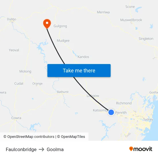 Faulconbridge to Goolma map
