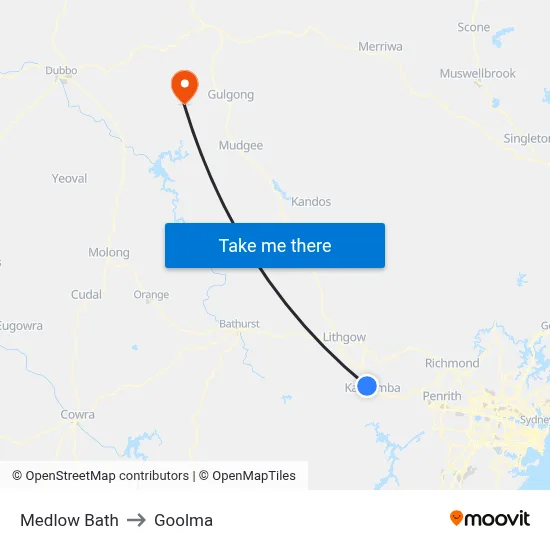 Medlow Bath to Goolma map