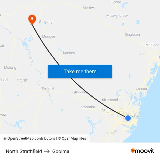 North Strathfield to Goolma map