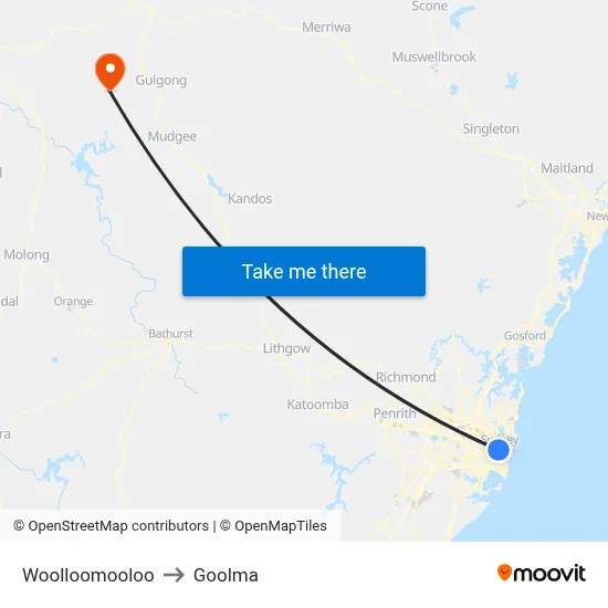 Woolloomooloo to Goolma map