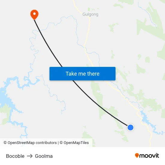 Bocoble to Goolma map
