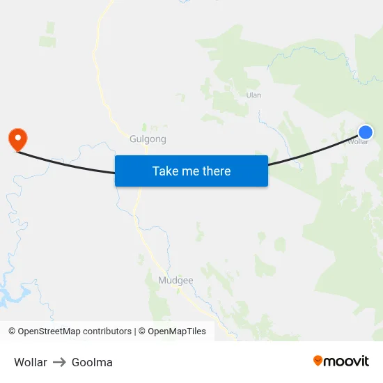 Wollar to Goolma map