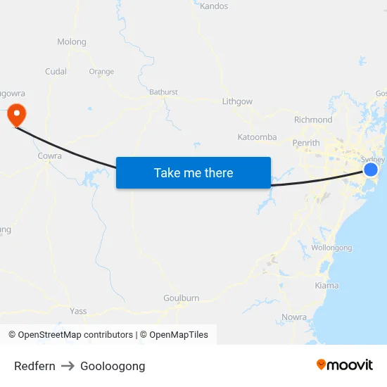 Redfern to Gooloogong map