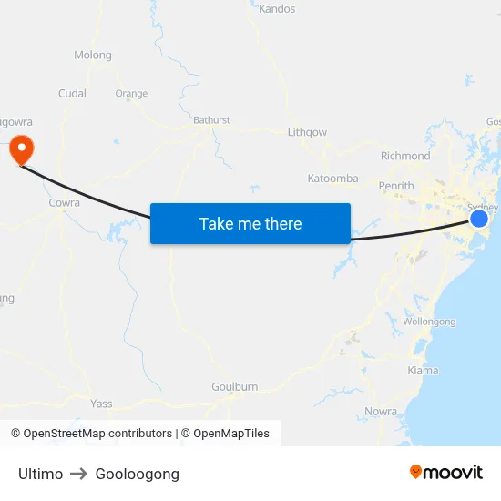 Ultimo to Gooloogong map