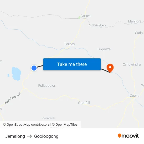 Jemalong to Gooloogong map
